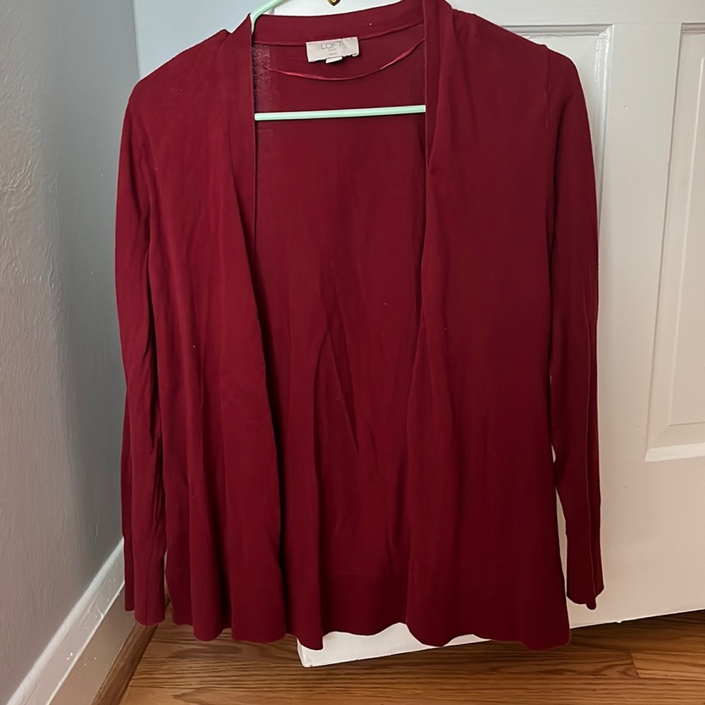 Loft outlet maroon cardigan. Large petite.